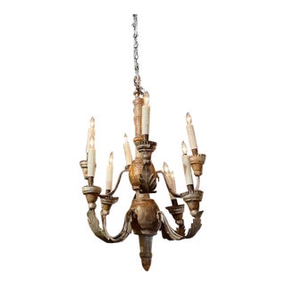 Pair of Italian Silver Gilt Wood Chandeliers For Sale
