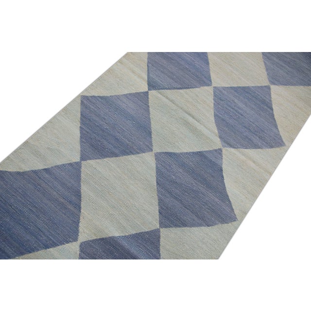 Early 21st Century Handmade Modern Kilim Runner 2'11" X 12'8" For Sale - Image 5 of 8