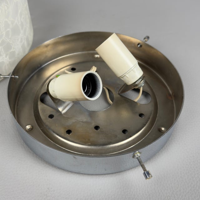 Space Age Ceiling Lamp in Ice Glass and Chrome Metal, 1970s For Sale - Image 9 of 12