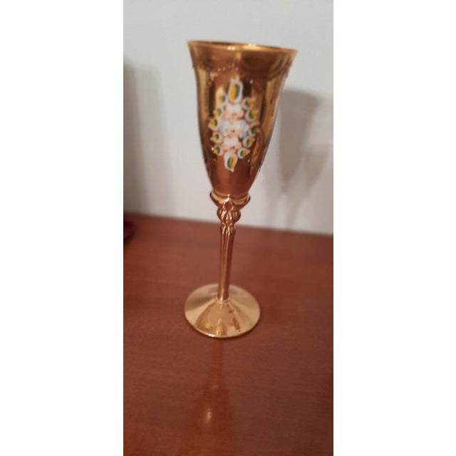 Metal Murano Glass and 24 Karat Gold Goblets, 1970s, Set of 6 For Sale - Image 7 of 9