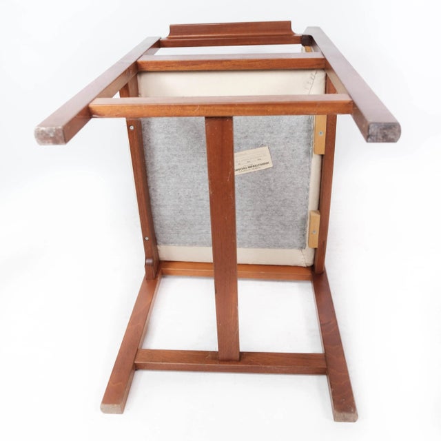 Brown Danish Mahogany and Light Fabric Armchair from Søborg, 1960s For Sale - Image 8 of 12