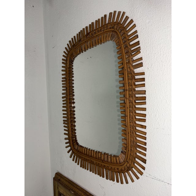 Vintage Mirror in Bamboo, 1960s For Sale - Image 4 of 11