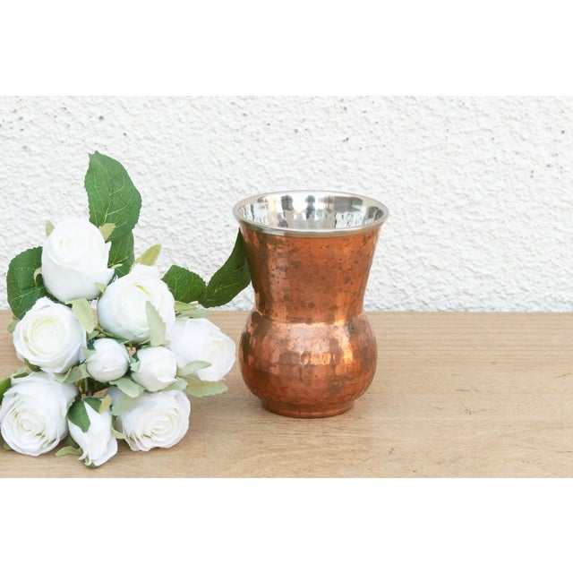 Small Hammered Copper Tin Lined Tumbler For Sale - Image 4 of 7
