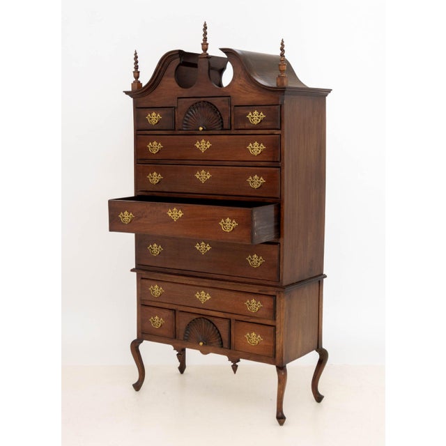 Brown Queen Anne Style Mahogany Highboy For Sale - Image 8 of 11
