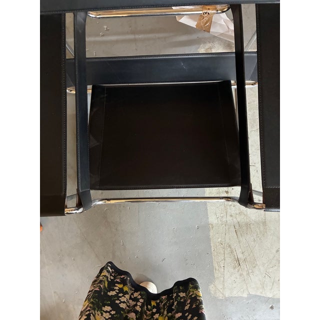 Pair of Late 20th Century Black Leather Wasilly Style Chairs, Not Labeled For Sale - Image 16 of 16