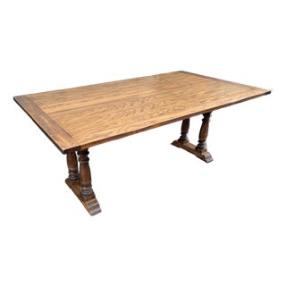 Mid 20th Century Rustic Tavern Oak Flip Top Dining Console Table For Sale
