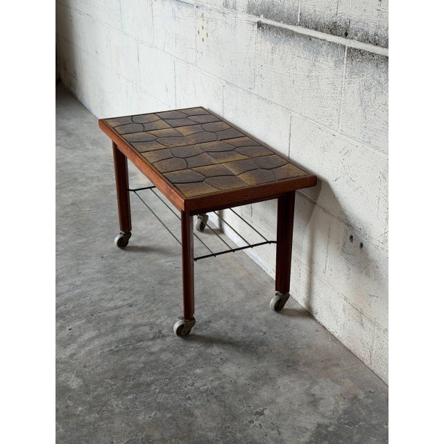 Wood Teak Tile Coffee Table With Lower Shelf Danish Mid-Century Modern 1960s For Sale - Image 7 of 10