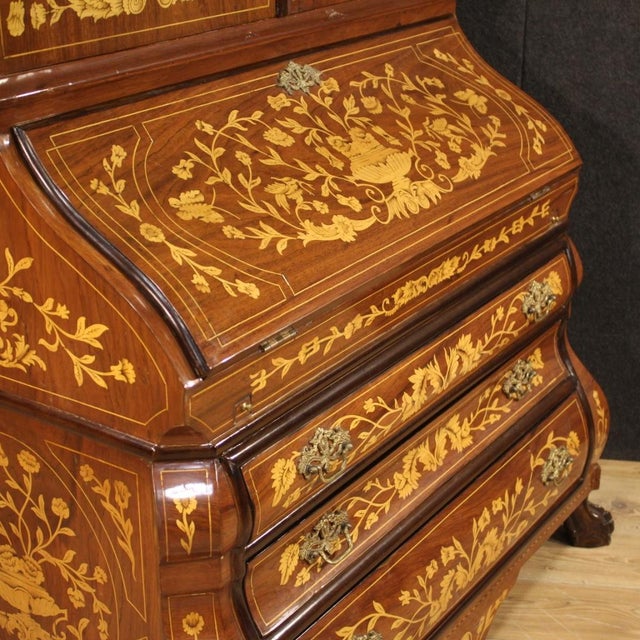 Dutch Inlaid Wood Secretary, 1960s For Sale - Image 11 of 13