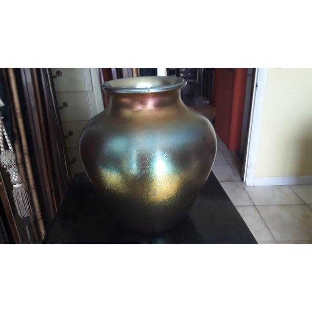 c1910 Steuben Glassworks Gold Aurene Large Art Glass Vase. This piece was manufactured under the direction of Frederick...