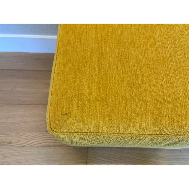 Custom Made Mustard Color Chenille Ottomans- A Set of 2 For Sale In San Diego - Image 6 of 6
