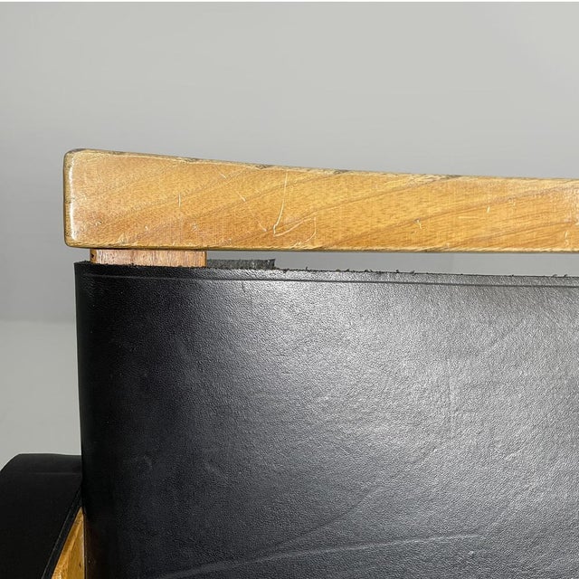 Italian Kiu Armchair in Wood and Black Leather from Luxoritalia, 2010s For Sale - Image 10 of 18