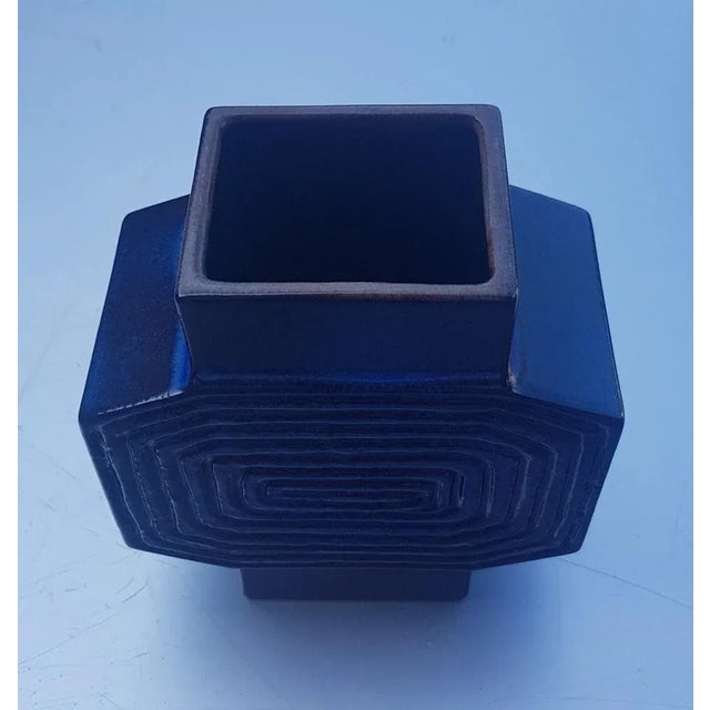 Geometric Blue Ceramic Angula Vase by Hans Welling for Ceramano, in Very Good conditions. Designed 1960 to 1969 I have...