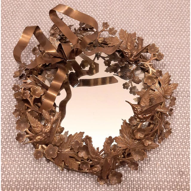 Metal Dresden Petite Choses Hummingbird Bird Floral Ribbon Mirror For Sale - Image 7 of 7