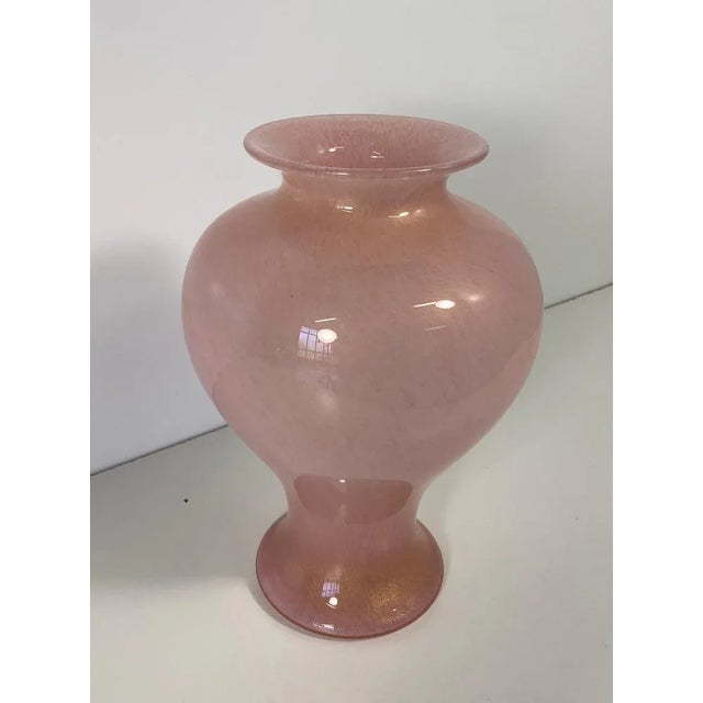 Italian Powder Pink and Gold Leaf Vase in Murano Glass by Barovier & Toso, 1980s For Sale - Image 4 of 10
