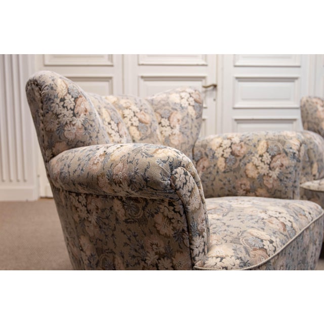 Vintage Danish Wingback Chairs with Jacquard Fabric, 1940s, Set of 2 For Sale - Image 13 of 16