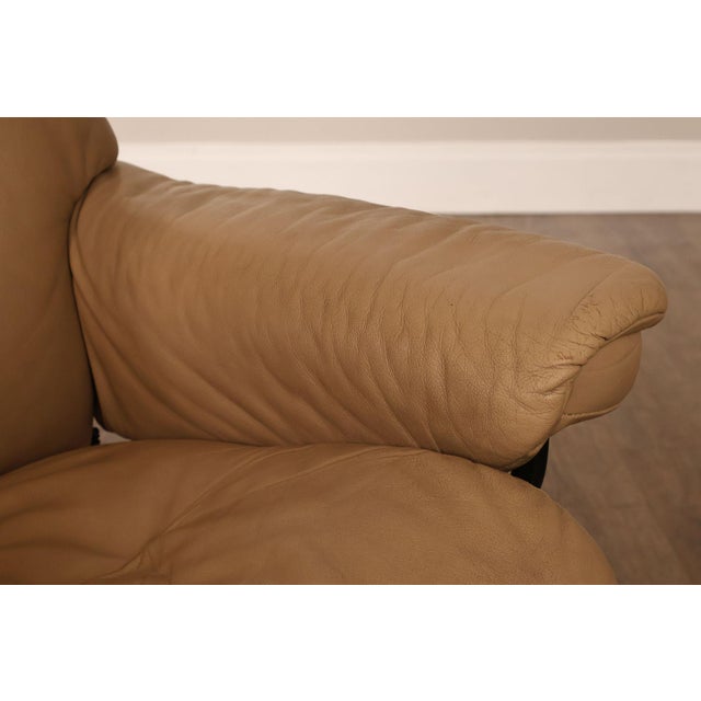 Beige Ekornes Stressless Modern Leather Recliner And Ottoman For Sale - Image 8 of 18