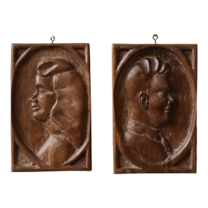 Vintage Bas Relief Profile Portraits, a Pair, Circa 1930s-40s