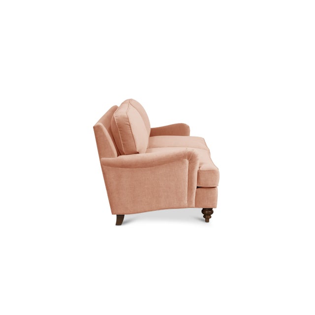 English Casa Cosima Emily English Roll Arm Cotton Velvet Dusty Pink Sofa For Sale - Image 3 of 4