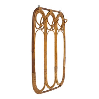 Mid-Century Modern Bamboo and Rattan Coat Rack Stand, Italy, 1960s For Sale