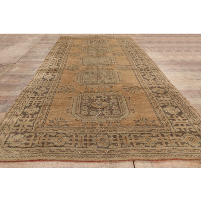 Vintage Turkish Oushak Rug, 04'10 X 12'03 For Sale - Image 9 of 11
