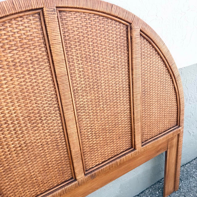 Boho Chic Wicker Queen Size Headboard For Sale - Image 4 of 5