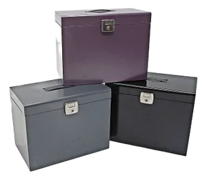 Document Boxes in Coloured Metal Sheet, Set of 3