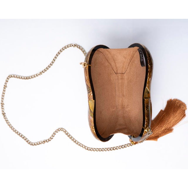 Lucia Bean Minaudiere in Beige Shell Inlay For Sale - Image 4 of 6