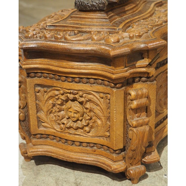 Brown Well Carved French Oak Coffret Jewel Box, Circa 1890 For Sale - Image 8 of 14