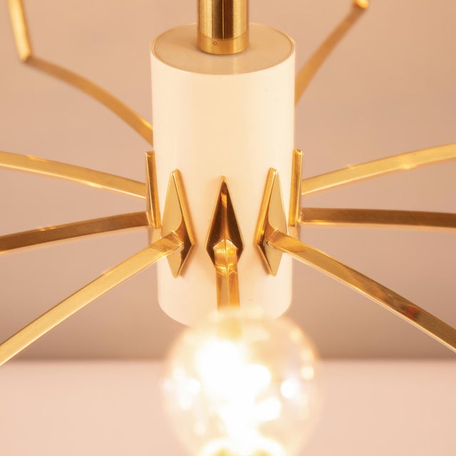 Mid-Century Modern Star-Shaped Chandelier with Brass Arms, 1960s For Sale - Image 4 of 12