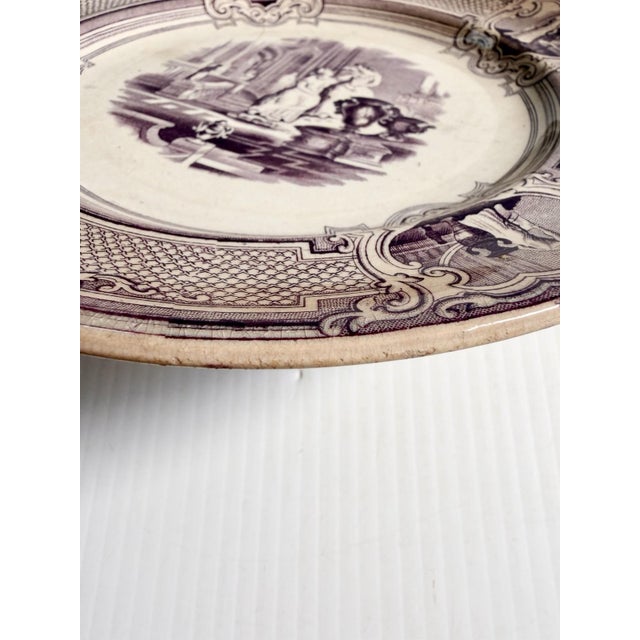 Antique Ceramic Plate Primavesi & Sons Cardiff Swansea & Newport Purple Transfer For Sale - Image 10 of 12