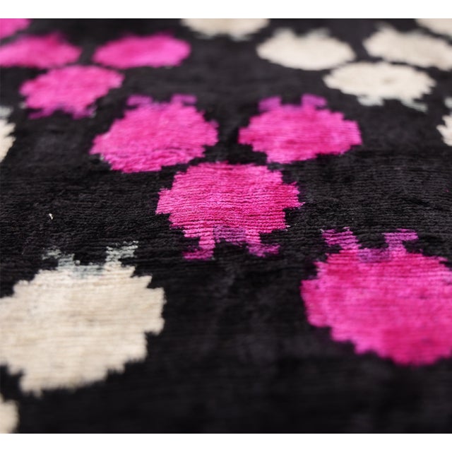 2020s The Midnight & Magenta Ikat Silk Velvet Pillow - 20" X 20" For Sale - Image 5 of 8