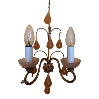 Art Deco French Wall Lamp with Drop-Shaped Murano Glass For Sale