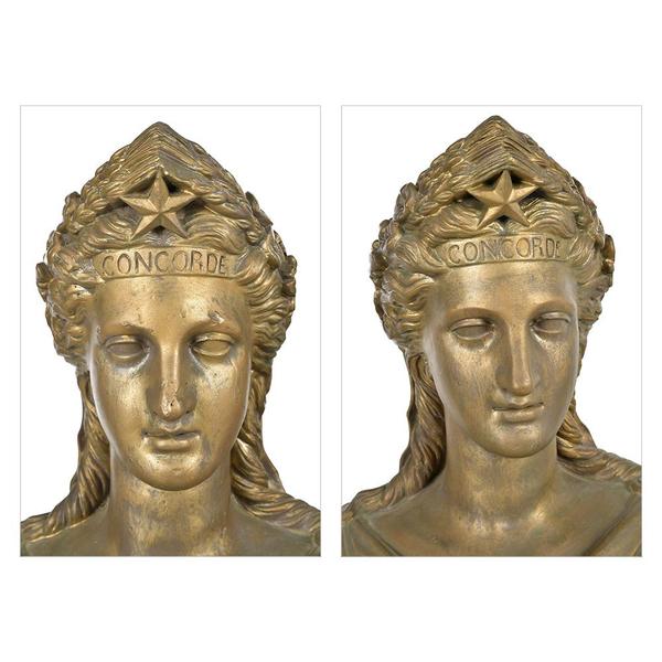 Concorde Busts, Gilded Terracotta, Set of 2 For Sale - Image 5 of 8