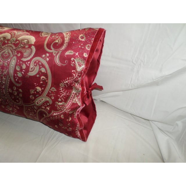 Chinese Vintage Chinese 100% Silk Red Paisley Design Feather Throw Pillow For Sale - Image 3 of 8