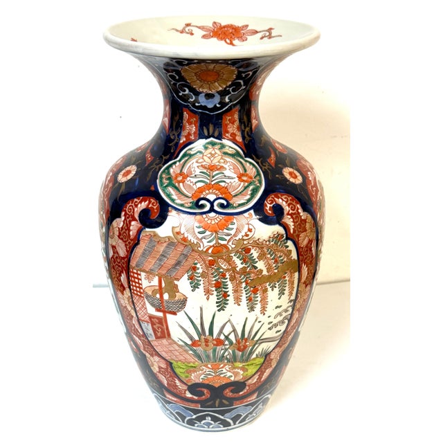 Large Meiji Period Imari Porcelain Garden Landscape Vase, Attributed to Fukagawa For Sale - Image 14 of 16