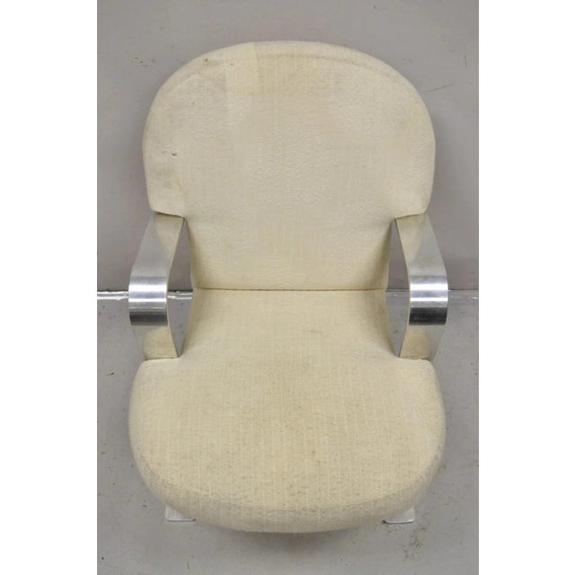 Vintage Mid Century Modern Aluminum Flat Bar Ski Base Cantilever Lounge Chair For Sale - Image 11 of 12