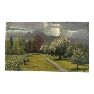 1905 French Landscape Oil Painting on Board For Sale