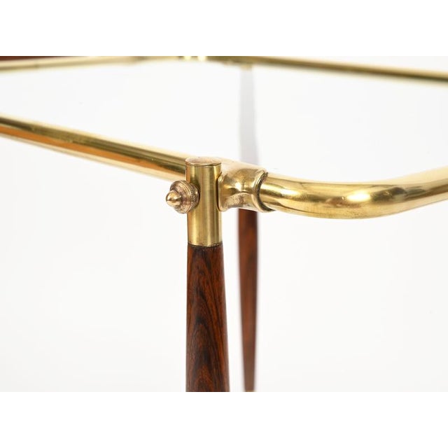 Cesare Lacca Mid-Century Bar Cart in Brass and Wood from Cesare Lacca, Italy, 1950s For Sale - Image 4 of 16