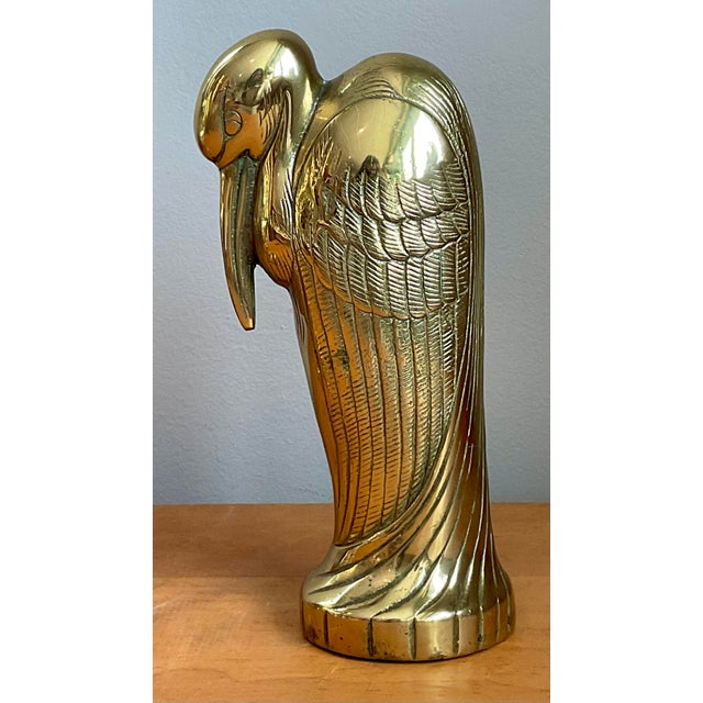 Late 20th Century Vintage Brass Heron Statue For Sale - Image 5 of 12