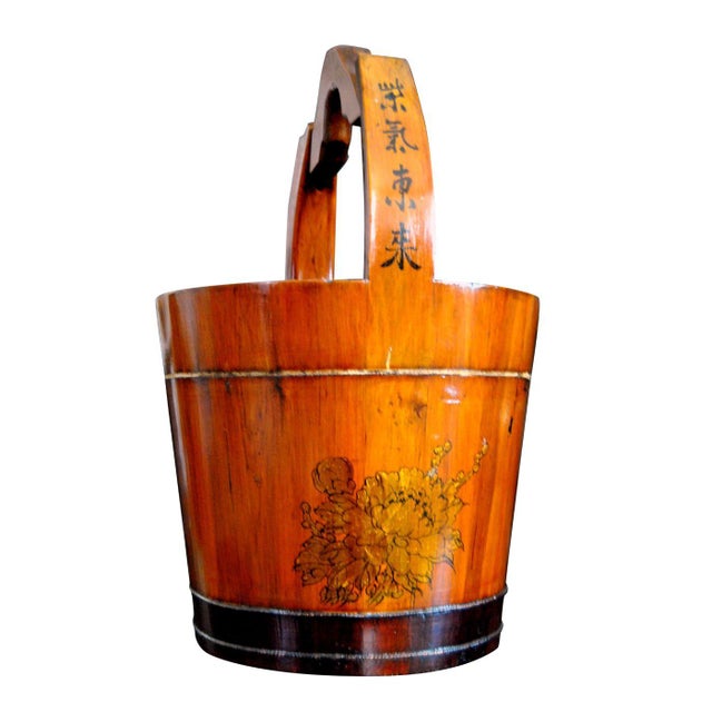 Art Deco Antique Water Barrel Bucket Japanese Wood Uchimizu Cachepot For Sale - Image 3 of 14