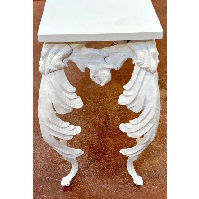 Hollywood Regency Style Palmette Console with White Quartz Stone Top For Sale - Image 9 of 11