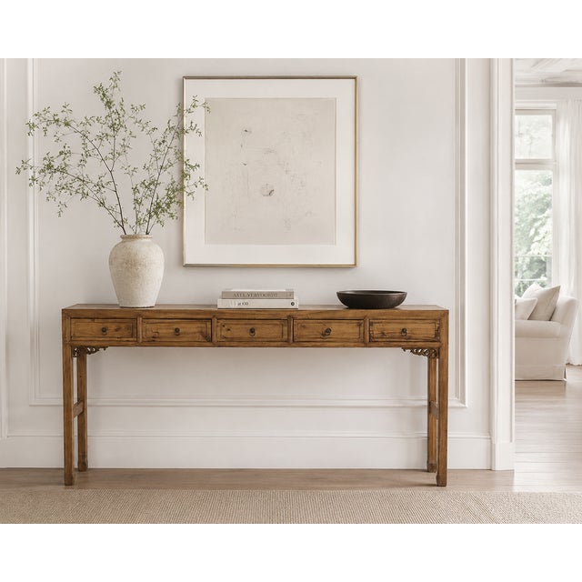 1900 - 1909 Antique Japanese Elmwood Console Table For Sale - Image 5 of 5
