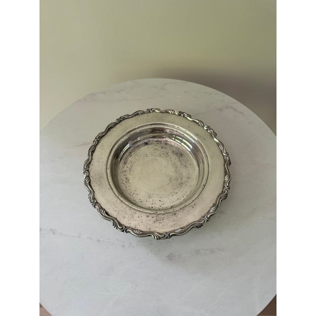 Metal Vintage Oneida Usa Silver Plate Serving Bowl | Rococo Scroll Border | Ornate Wave Rim | American Silverplate | Centerpiece Bowl | Grand Millennial For Sale - Image 7 of 7