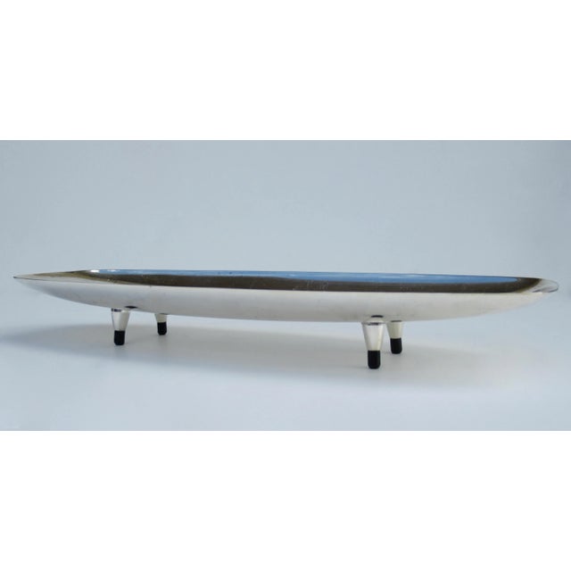Mid-Century Modern C.1970's Mid-Century Modern Silver Plate Elongated & Platform Footed Server/Display Tray For Sale - Image 3 of 13