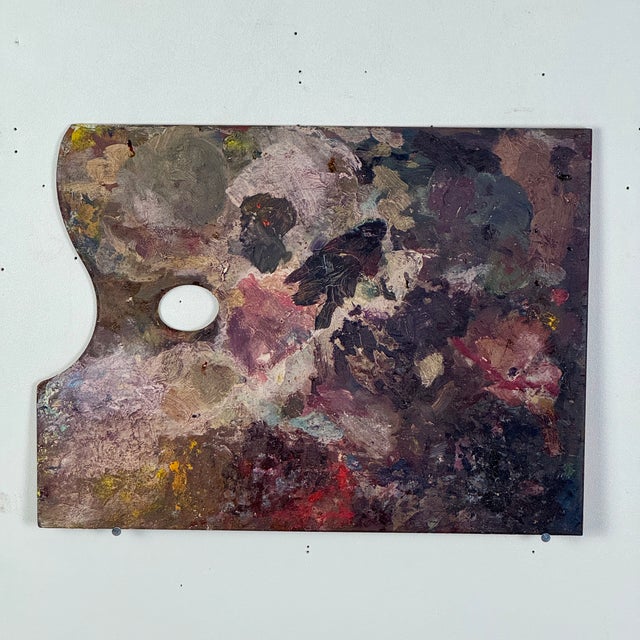 English Vintage Wood Artist Portable Painting Box With Used Palette and Remnant Paint For Sale - Image 3 of 14