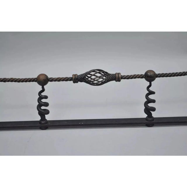 Arts & Crafts Antique Arts & Crafts Hand Wrought Iron Spiral Twist Fireplace Mantle Fender For Sale - Image 3 of 8
