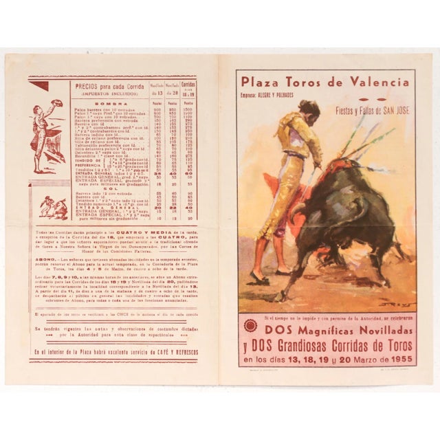Date: 1930's Size: 8.5 x 10.75 inches About The Poster: According to "Frommer's Travel Guide," bullfighting in Spain...