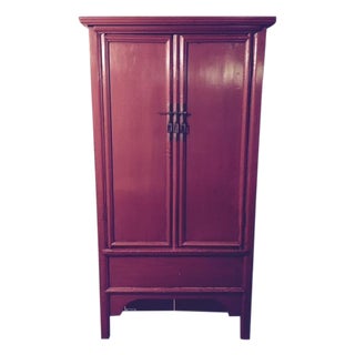 Antique Chinese Red Lacquer Cabinet For Sale
