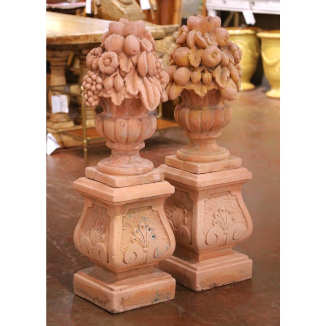 This impressive pair of antique-style French garden ornaments was crafted circa 1960 in the trompe l’oeil tradition. Made...