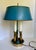 Vintage French Empire Revival Blue Tole and Brass Bouillotte Lamp For Sale In Los Angeles - Image 6 of 14